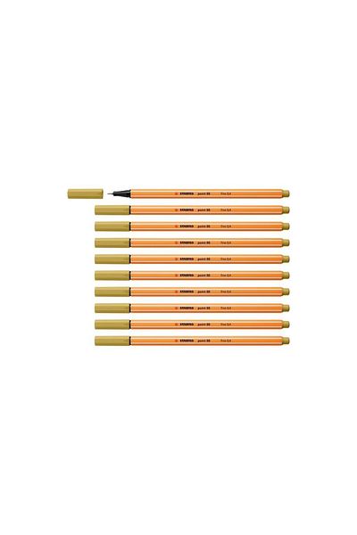 Stabilo 0.4 Mm Light Khaki Fineliner - 88 Point Fine Felt Tip Pen (PACK OF 10)