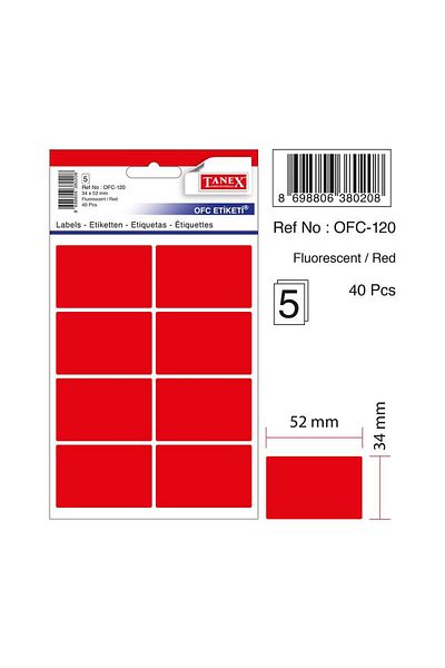 Tanex Αυτοκόλλητο γραφείου Flo Red 34 X 52 mm 5 φύλλα (ΣΥΣΚΕΥΗ 10 ΤΩΝ)