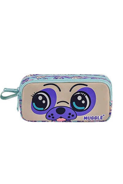MUGGLE Несесер за моливи с две отделения, лилав, с кучешка форма