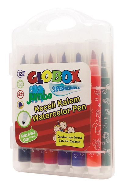 Globox 12 Colors Felt Tip Pen with Plastic Box
