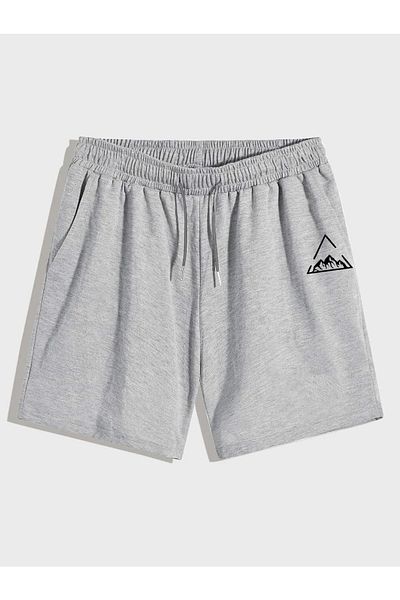 Boi Prisma Mountain Unisex εμπριμέ σορτς - Oversize καλοκαιρινό χτενισμένο βαμβακερό, κοντή ελαστική ψηλή μέση