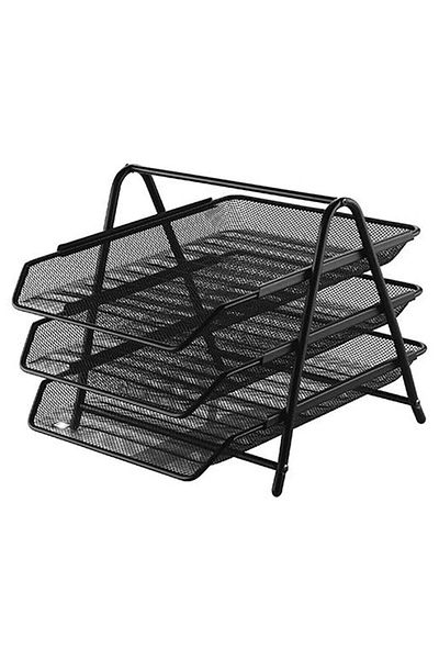 Globox Document Rack Metal 3-Piece Black Metal Document Rack (12 Pcs)