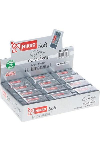 Mikro Eraser Soft Gray 2b 24 Pieces Student Eraser