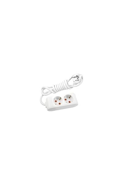 VİKO Viko Multi-Let Double Socket Grounded Wired Child Proof 3-Meter-White 2-Piece Extension Cable