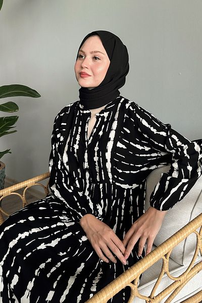 InStyle Rochie lejeră din viscoză cu dungi negre