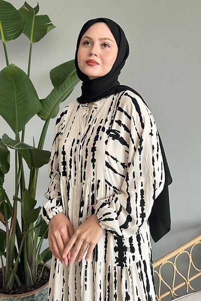 InStyle Rochie din viscoză cu model linie albă