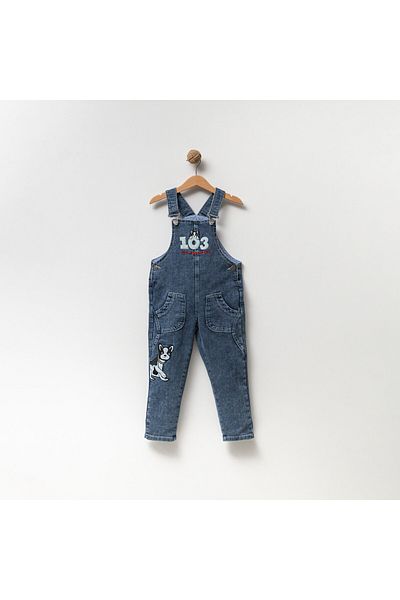 Overdo Boy's Denim Salopet - Embroidery Detailed Gardener