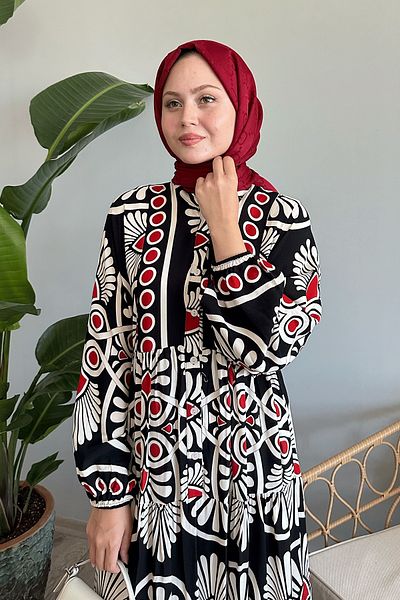 InStyle Μαύρο πουά φόρεμα βισκόζης