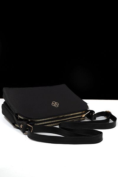 Rosmod Women's Black Three-Compartment Shoulder Cross Strap Quality Bag