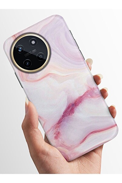 realme 11 Kılıfı Standlı Baskılı Parlak Silikon Kapak - mermer1