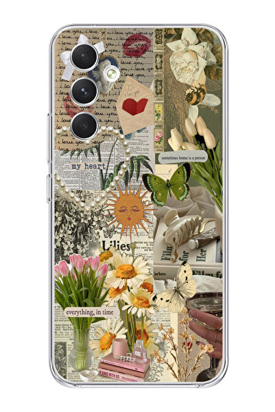 Manitoba Samsung Galaxy S23 Uyumlu Kolaj Tasarımlı Şeffaf Telefon Kılıfı