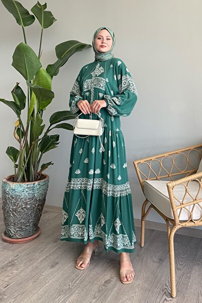 InStyle Retro šaty z etnickej mätovej viskózy