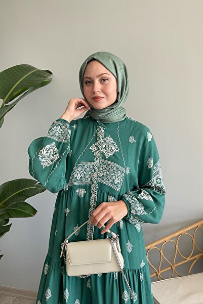 InStyle Retro šaty z etnickej mätovej viskózy