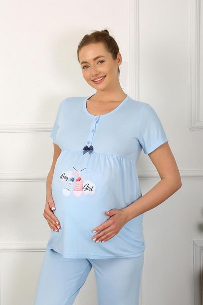 Akbeniz Set pijama albastru pentru maternitate si maternitate - maneca scurta 45210
