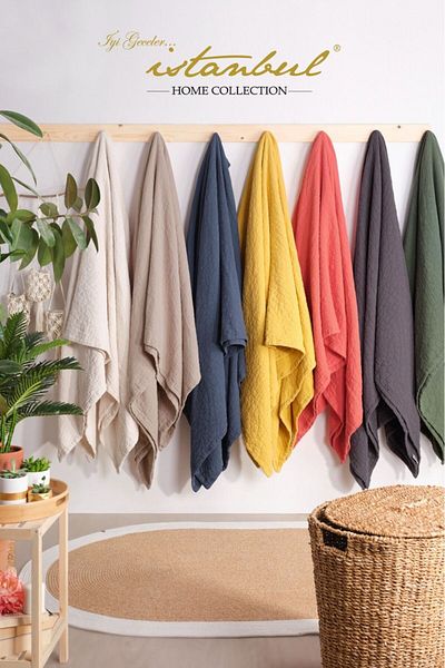 İyi Geceler İstanbul Good Night Istanbul Zen Stone Anthracite Single 100% Cotton Bedspread Set