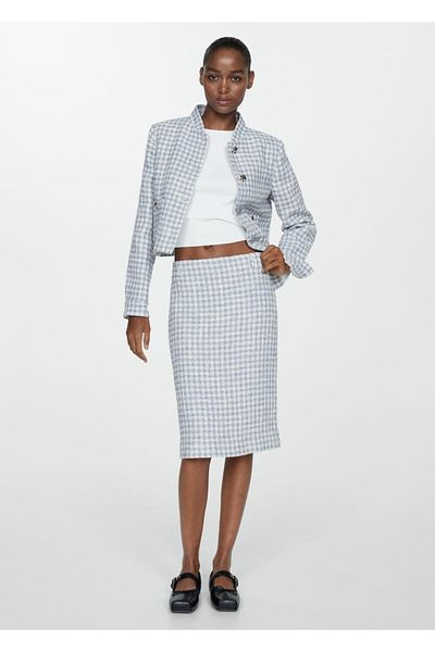 MANGO Woman Midirock aus Tweed