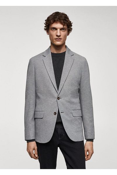 MANGO Man Slim-Fit Molded Cotton Blazer Jacket