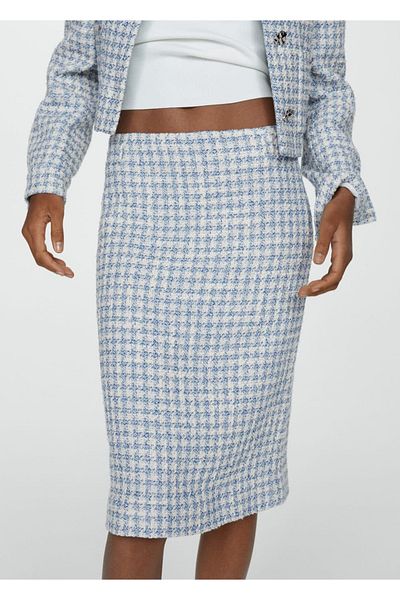 MANGO Woman Midirock aus Tweed