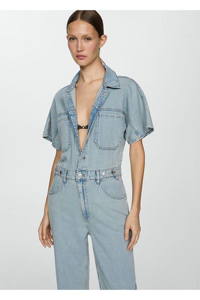 MANGO Woman Τζιν Ολόσωμη φόρμα - Ευέλικτη και με κουμπιά