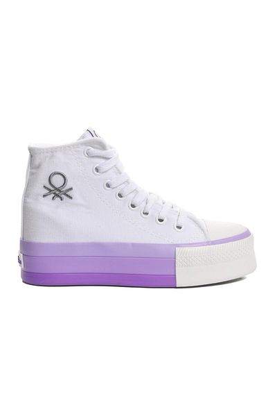 Benetton Bn-30944 Pantofi de damă - Pantofi sport alb liliac