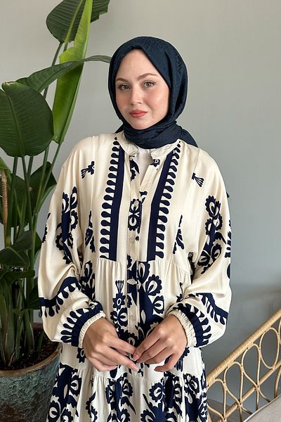 InStyle Rochie albă din viscoză - Motiv etnic