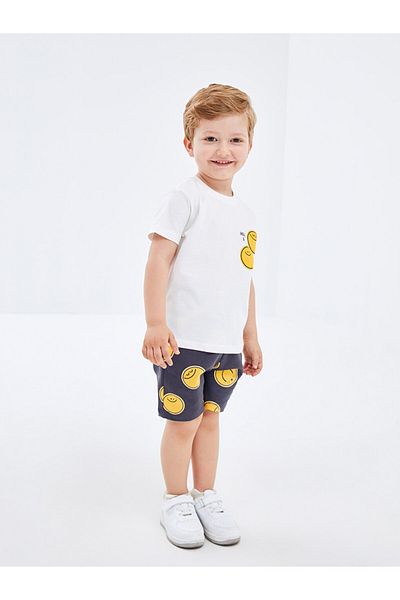 LC Waikiki LCW Crew Neck Short Sleeve Printed Baby Boy T-Shirt and Shorts 2 Pieces Set