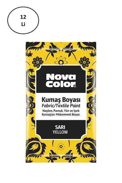 Nova Color Yellow Powder Fabric Paint - 12 Gr, Nc-900 Pack of 12