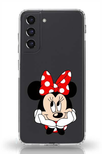 moonset Samsung Galaxy S21 Uyumlu Minnie Mouse Tasarımlı Baskılı Şeffaf Telef...