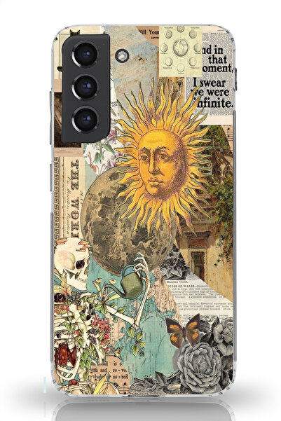 moonset Samsung Galaxy S21 FE Uyumlu Güneş Tasarımlı Baskılı Şeffaf Telefon K...
