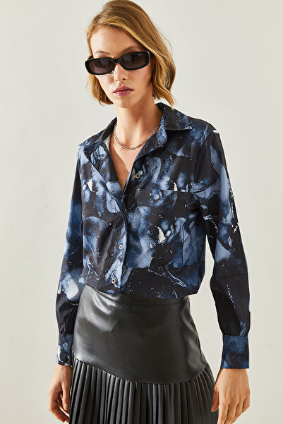 Bianco Lucci Saténová dámská košile s mramorovým vzorem – 22239 60251643