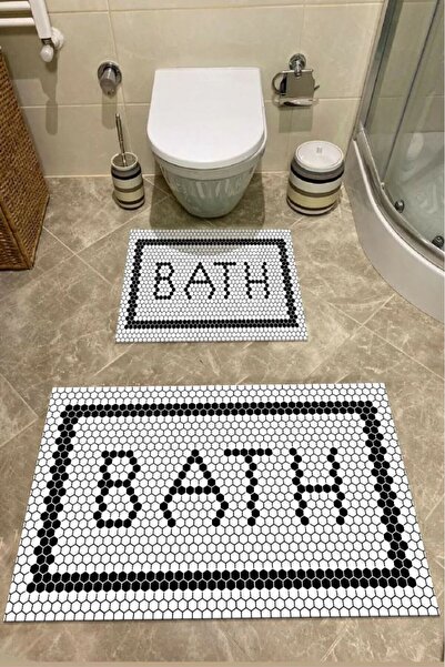 palermo home Set de 2 covorașe de baie - -Bază anti-alunecare imprimată digit...