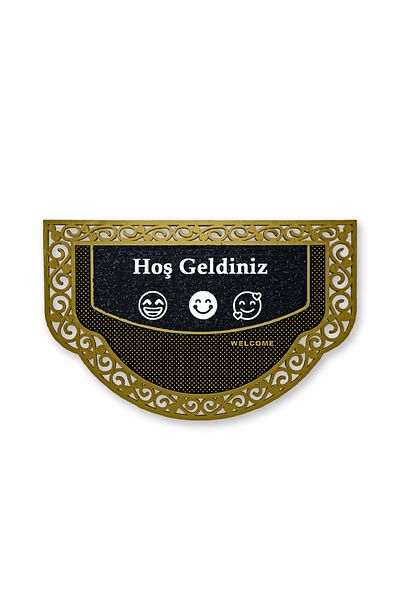 M&H Quality Bine ați venit Summer Smiley Model Half Moon - Covoraș de culoare aurie