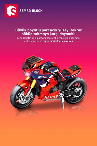 Sembo Block دراجة نارية رياضية حمراء مكونة من 253 قطعة متوافقة مع Lego ( 714533 )