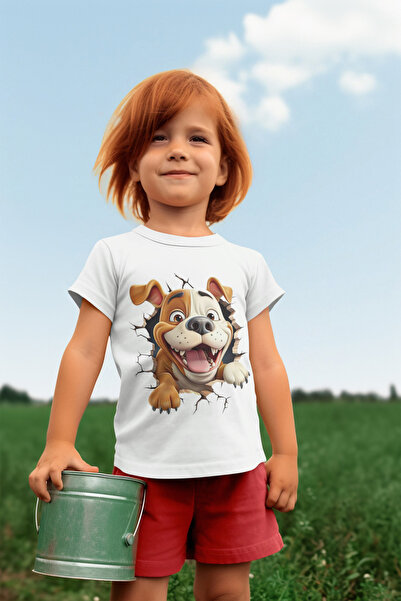 MAGORS Dečija majica sa pamučnim printom slatkog psa - okrugli izrez, kratki ...