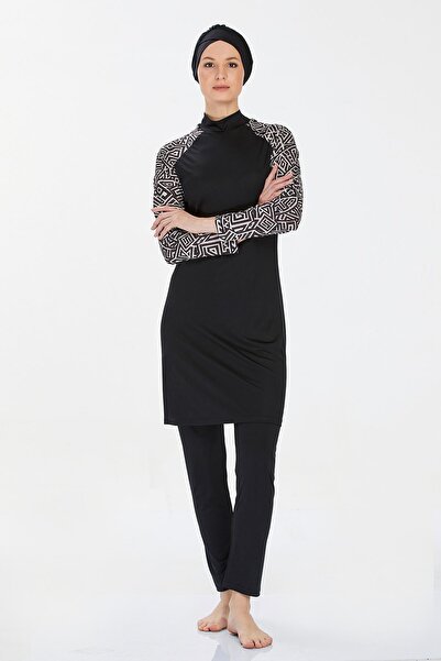 ROZAMAY Lycra sleeves patterned full islamic swimsuit