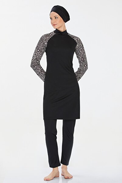 ROZAMAY Lycra sleeves patterned full islamic swimsuit