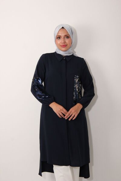 Terzihanem Cebi Ve Kolu Payetli Uzun Tunik