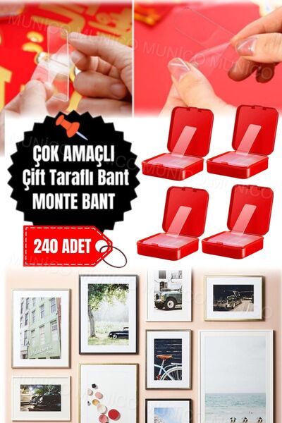 Munico 240 Adet Şeffaf İz Bırakmayan Çift Taraflı Bant Ahşap ve Plastik için ...