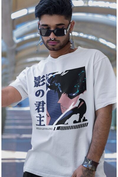 Fuddy Moda Unisex Oversize kroj Anime Solo Leveling Majica - Sung Jin-woo Šta...
