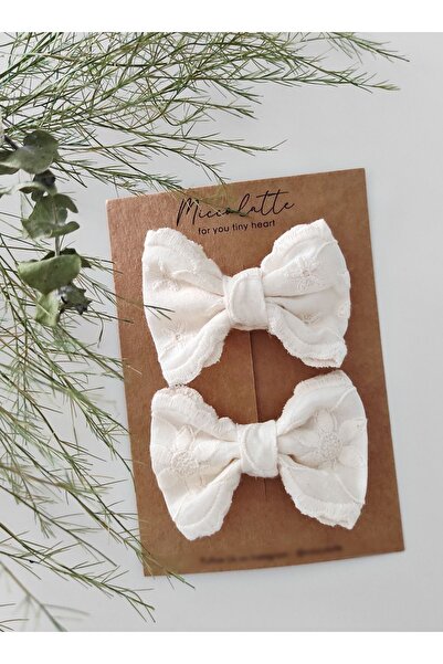 Miccolatte Kız Çocuk Toka Natural Fisto Fiyonklu Klips 2li Toka Seti