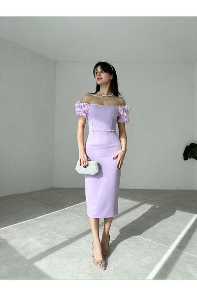 MAMMY Ruffle Sleeve Midi Women's Dress