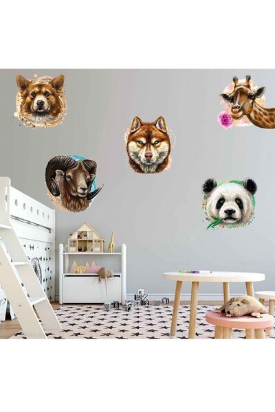 Kt Grup Prelepi portreti životinja u pastelnim bojama - Set zidnih naljepnica...