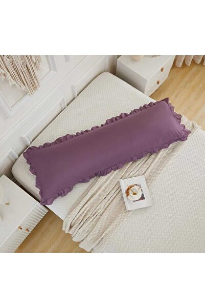 eyma home غطاء وسادة طويل مكشكش من القطن 100