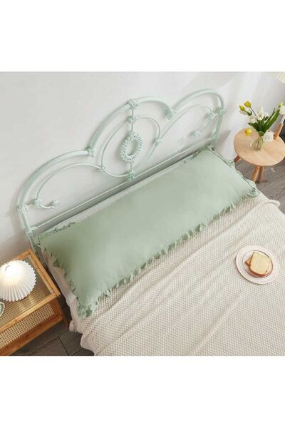 eyma home Față de pernă lungă cu volane decor 100% bumbac