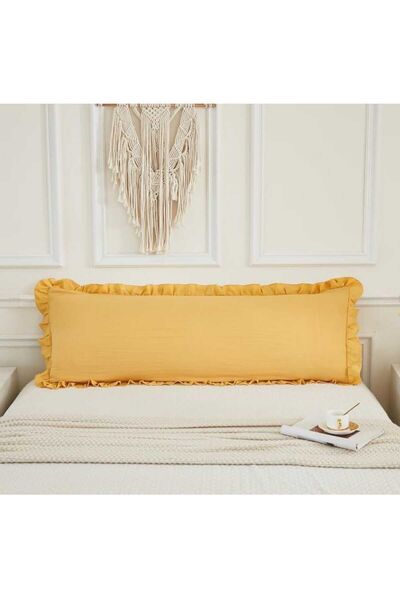 eyma home Față de pernă lungă cu volane decor 100% bumbac
