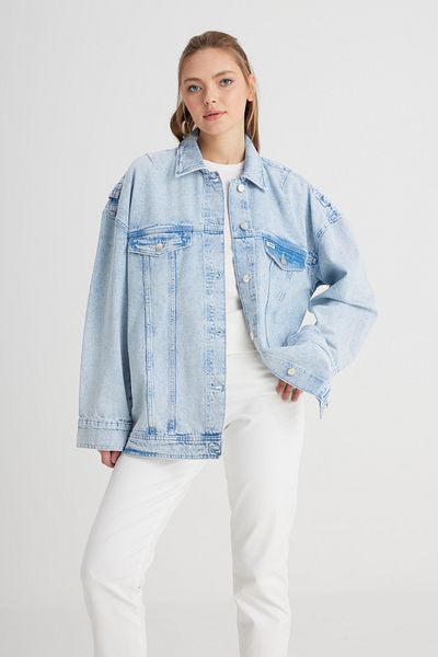 WRANGLER Relaxed Fit Wide Cut 100% Cotton Light Blue Jean Jeans Jacket
