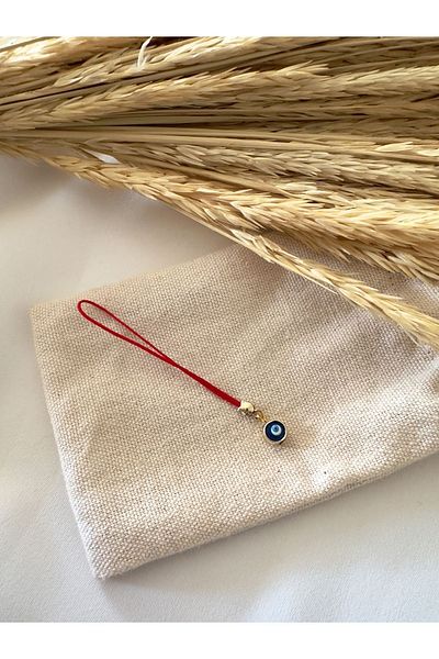 Atelier Çağla Evil Eye Beaded Red Phone Charm Phone Lanyard