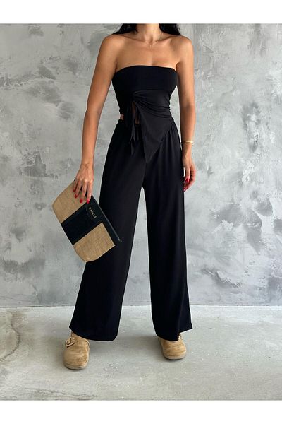 badibadii Set Indigo pentru damă - Bluză cu șnur și pantaloni largi