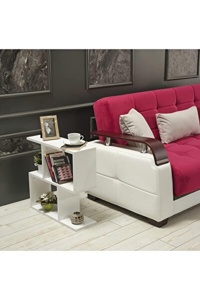 Homedora Alfa Yan Sehpa Kitaplık (White)