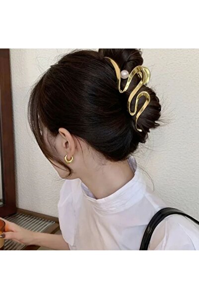 MutluBiDünya Vintage İncili Metal Mandal Toka Büyük Boy